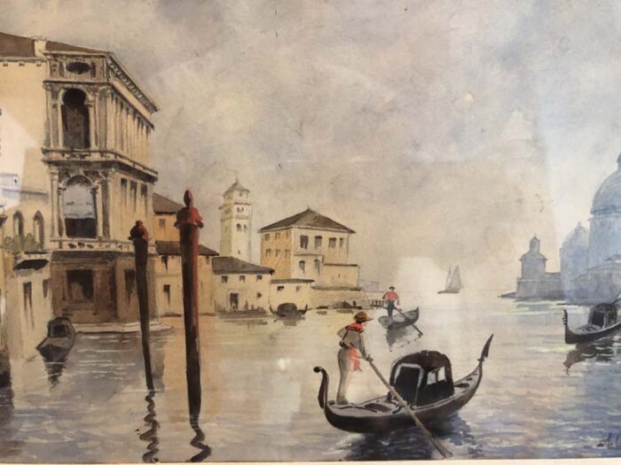 Aquarelle grand canal Venise signé A. Girard – Image 2